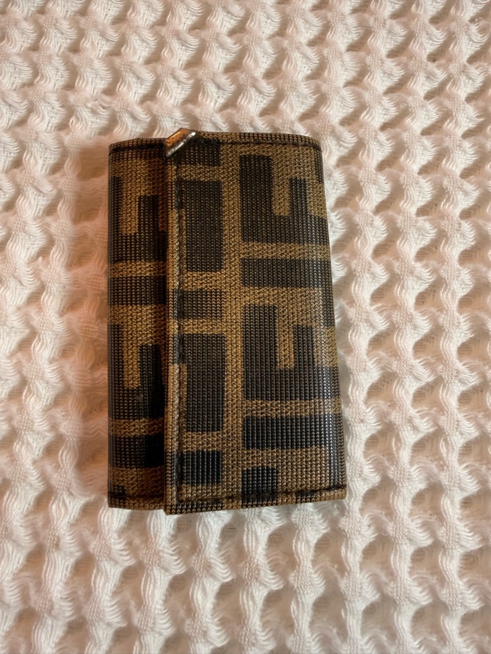 Fendi Zucca Brown and Black FF Logo Key Holder